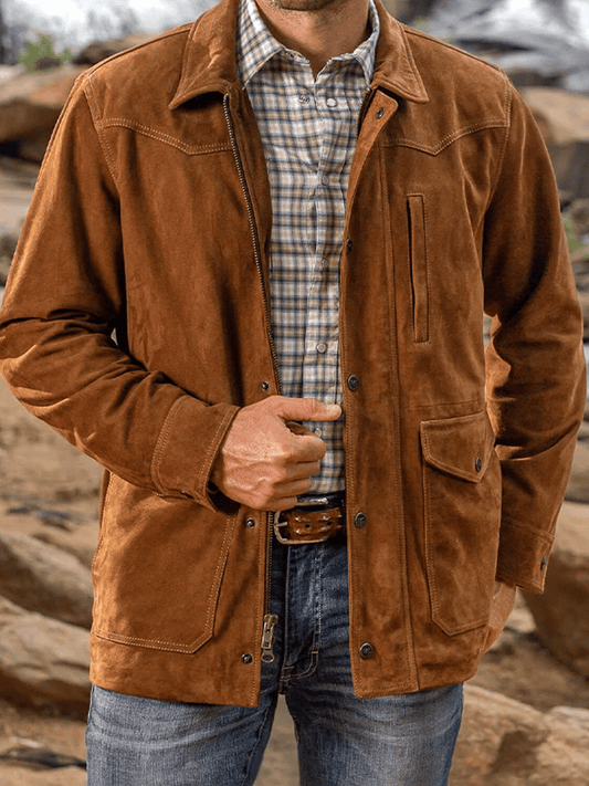 Classic shirt collar suede jacket