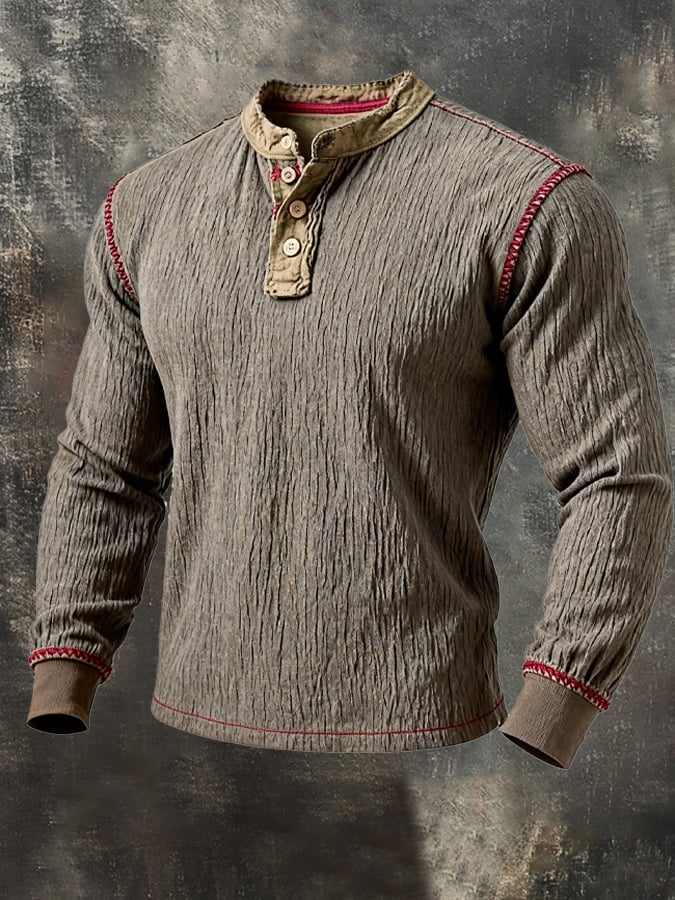 Men's Vintage Colorblock Comfort Henley T-Shirt
