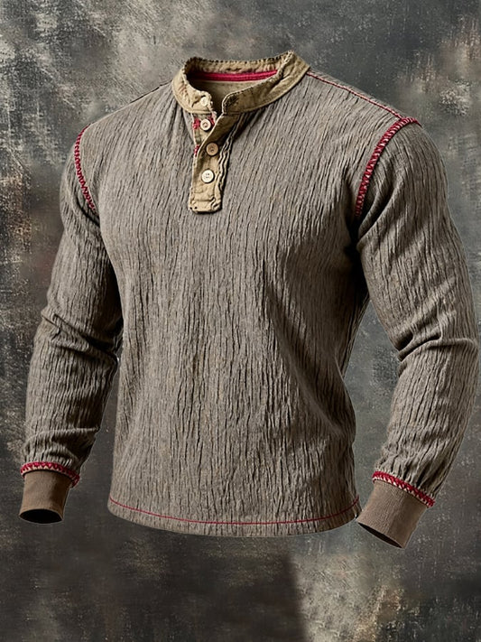 Men's Vintage Colorblock Comfort Henley T-Shirt