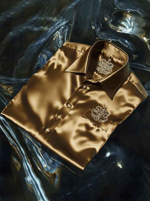 Men's Satin Luxe Long Sleeve Button Down Shirt