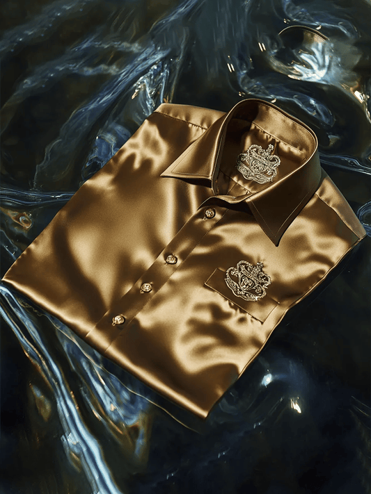 Men's Satin Luxe Long Sleeve Button Down Shirt