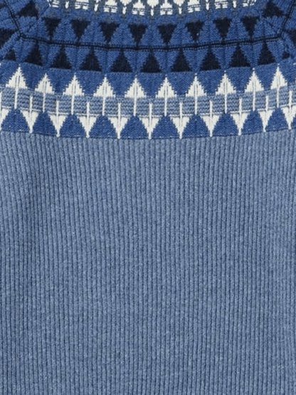 Men's Vintage Knitted Jacquard Design Printed Zipper Collar Sweatshirt