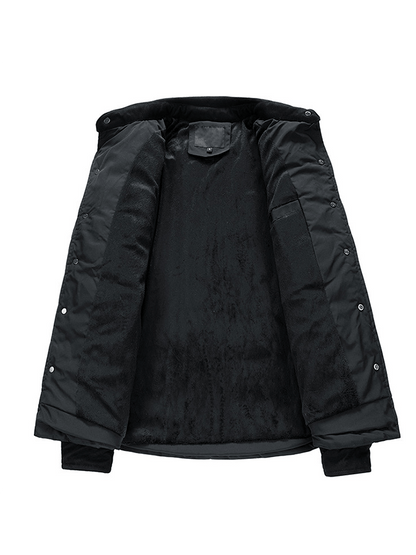 Men's Vintage Pleated Cotton Multi-Pocket Casual Plush Cotton Jacket
