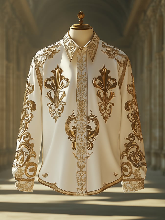 Men's Iris Baroque Long Sleeve Button Down Shirt
