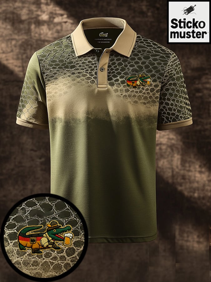 Men's Classic Vintage    Embroidered Polo Shirt