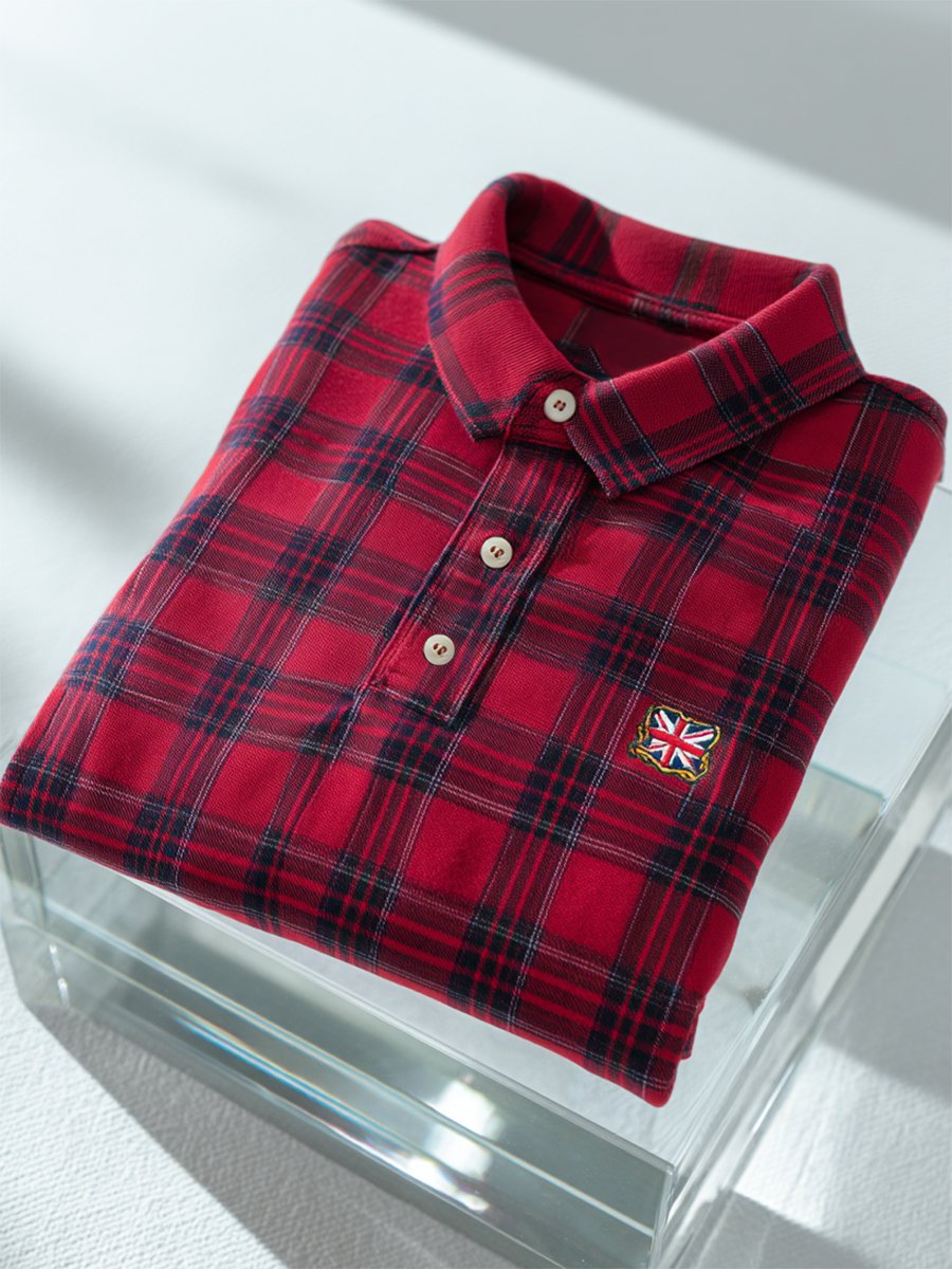 Men's Business Casual Union Jack Button Short Sleeve Polo Shirt