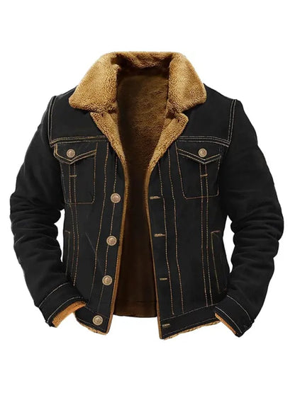 Men's Vintage Outdoor Workwear Cargo Tactical Lapel Casual Fleece Jacket
