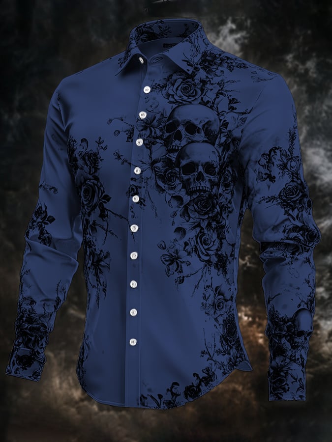 Men's Vintage Art Skull Shirt