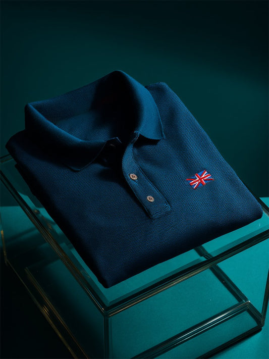 Men's Business Casual Union Jack Button Short Sleeve Polo Shirt