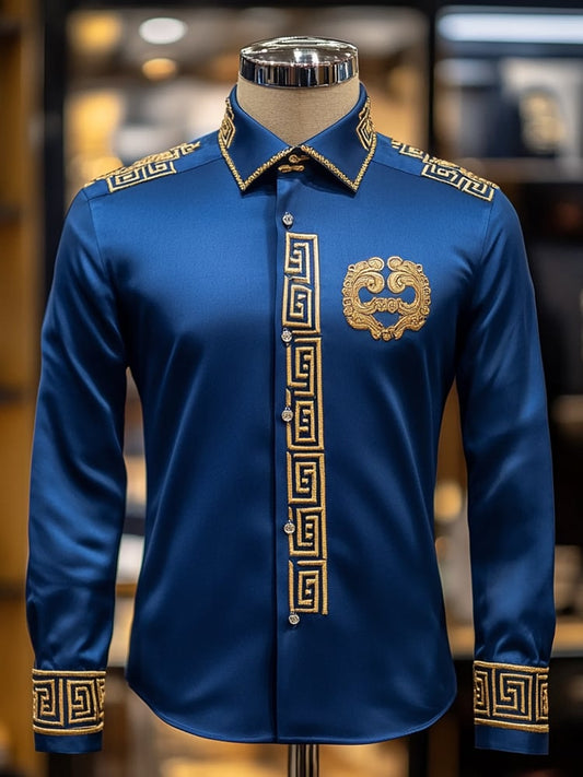 Men's Satin Luxe Long Sleeve Button Down Shirt