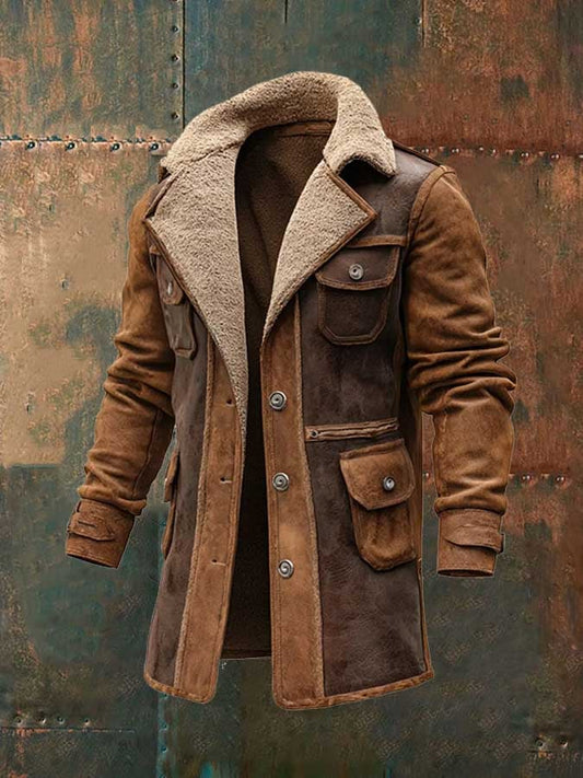 Men's Vintage Brown Shearling Leather Jacket