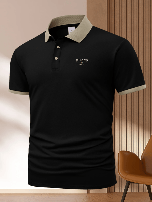 Men's Business Logo Button-Down Short Sleeve Polo Shirt