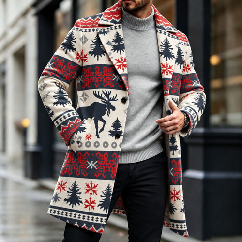 Men's Christmas-Style Wool Overcoat