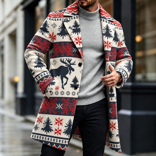 Men's Christmas-Style Wool Overcoat