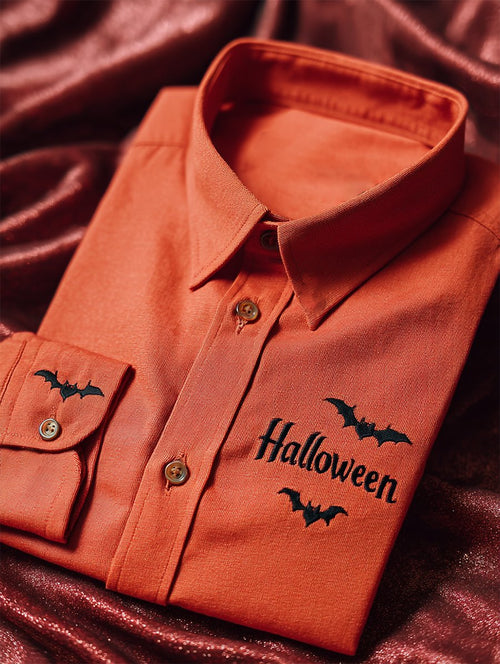 Men's Retro Casual Halloween Art Long Sleeve Shirt