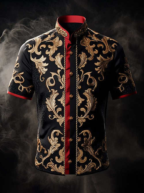 Men's Retro Gothic Pattern Short Sleeve Shirt