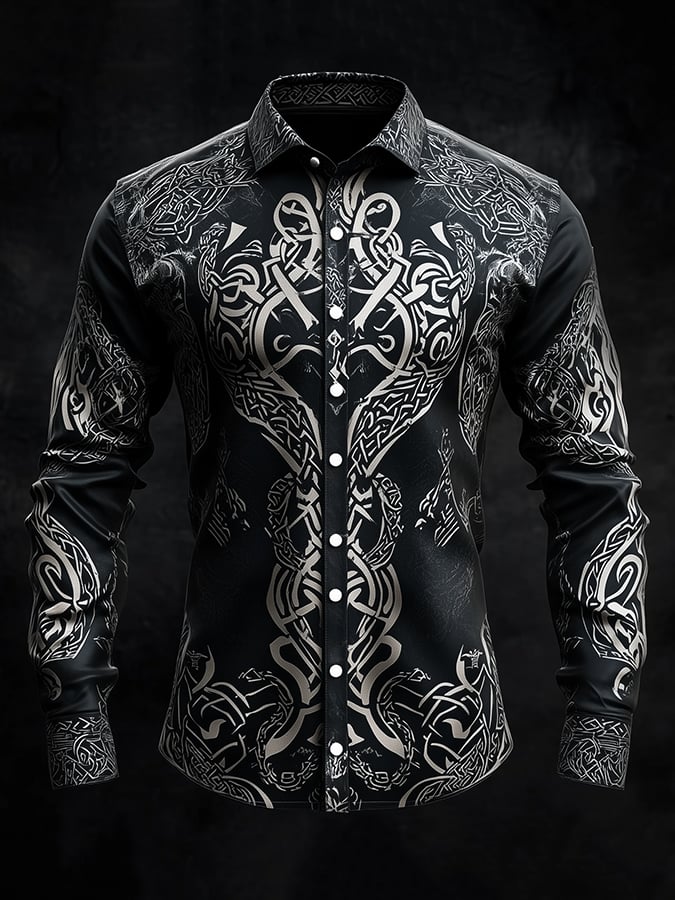 Men's Dark Viking Warrior Print Shirt