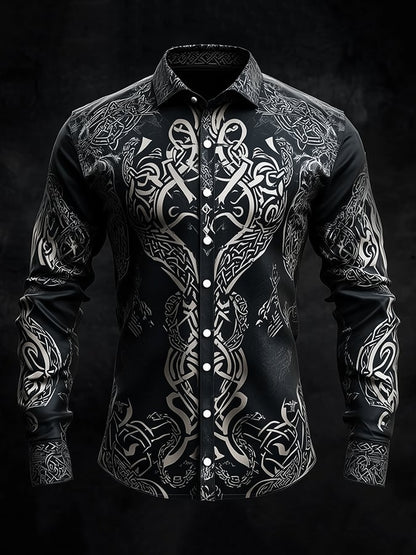 Men's Dark Viking Warrior Print Shirt