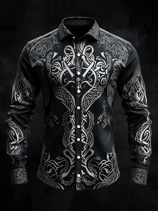 Men's Dark Viking Warrior Print Shirt