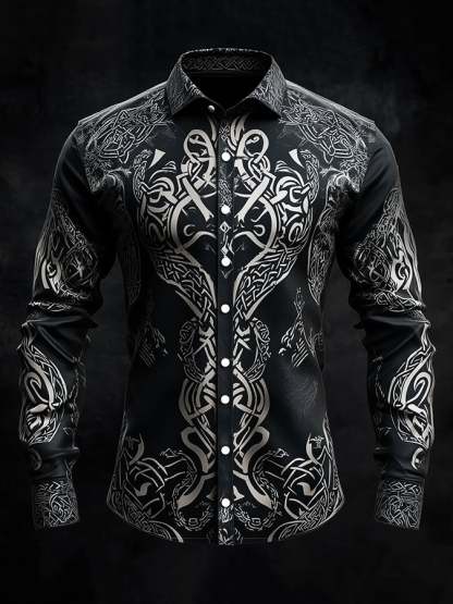 Men's Dark Viking Warrior Print Shirt