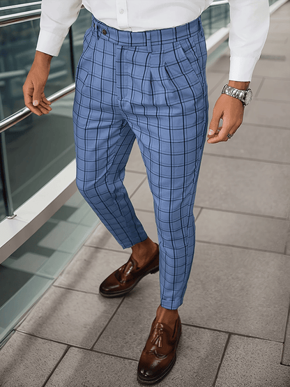 Men's Fashionable Plaid Design Business Casual Pants