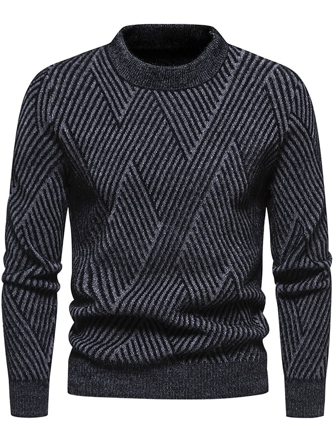 Men's Fashionable Patterned Pullover Long-Sleeved Sweater