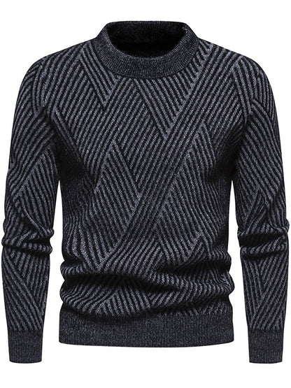 Men's Fashionable Patterned Pullover Long-Sleeved Sweater