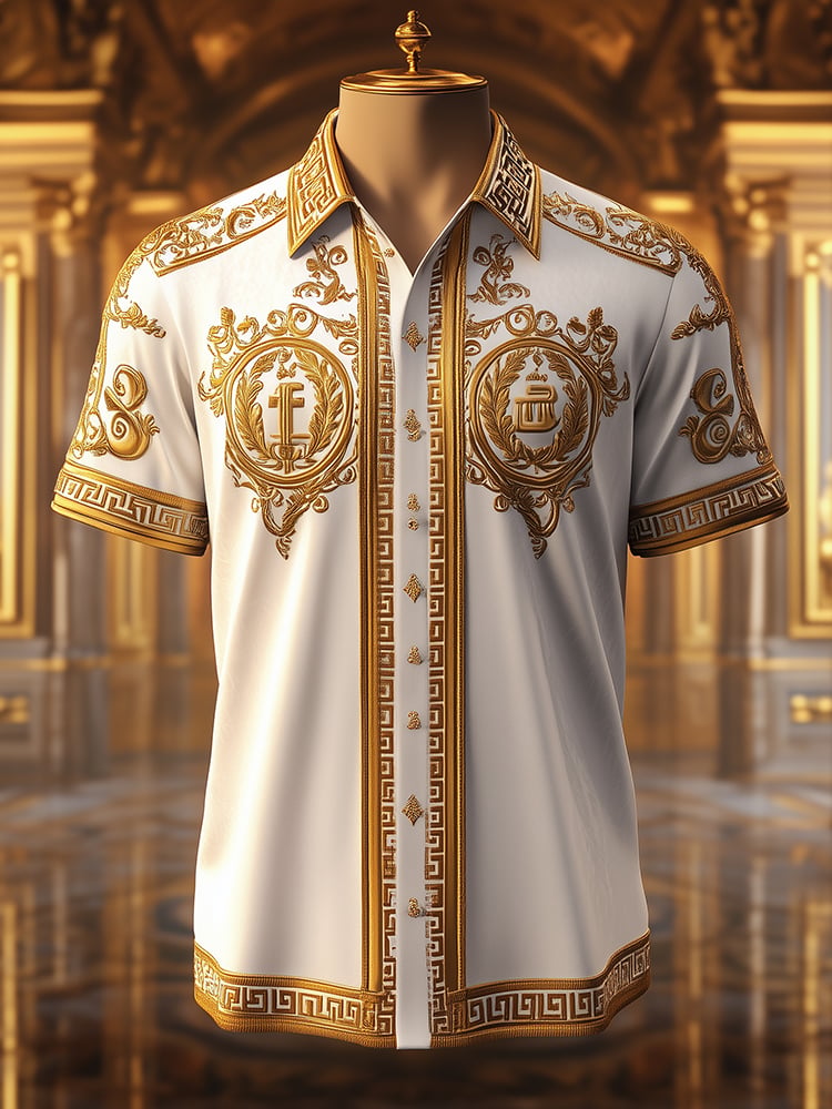 Men's Satin Luxe Print Short Sleeve Button Shirt