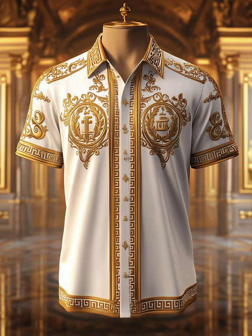 Men's Satin Luxe Print Short Sleeve Button Shirt
