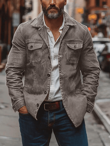 Men's Western Outdoor Vintage Multi-Pocket Jacket