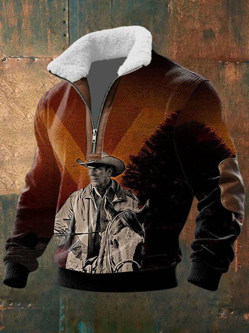 Men's Retro Western Style Print Casual Sweatshirt