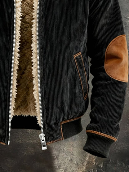 Men's Vintage Warm Corduroy Outdoor Hooded Jacket