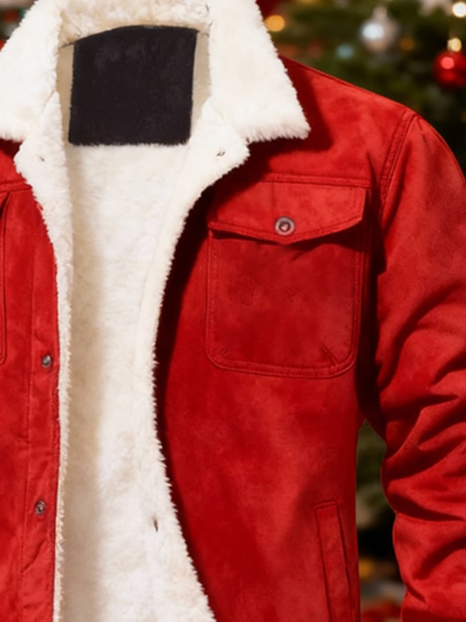 Men's Vintage Suede Christmas Plush Warm Jacket