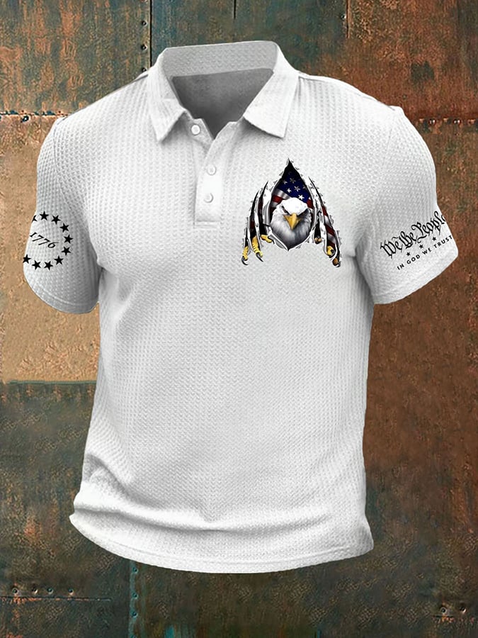 Men's Vintage Flag 1776 Printed Polo Shirt
