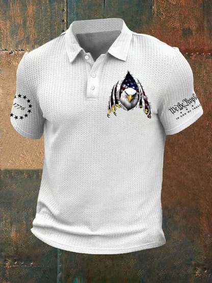 Men's Vintage Flag 1776 Printed Polo Shirt