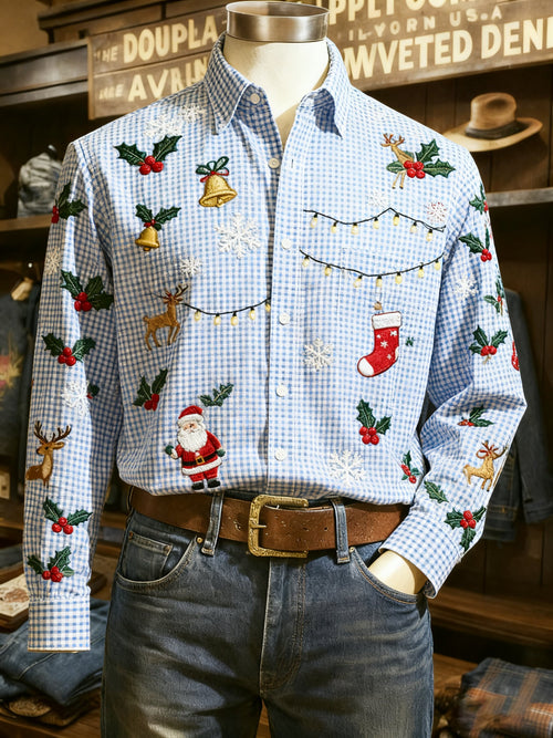 Men's Casual Christmas Long Sleeve Shirt