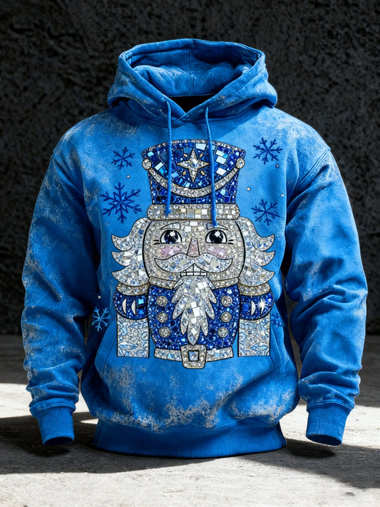 Men's Winter Christmas Nutcracker Print Hooded Top
