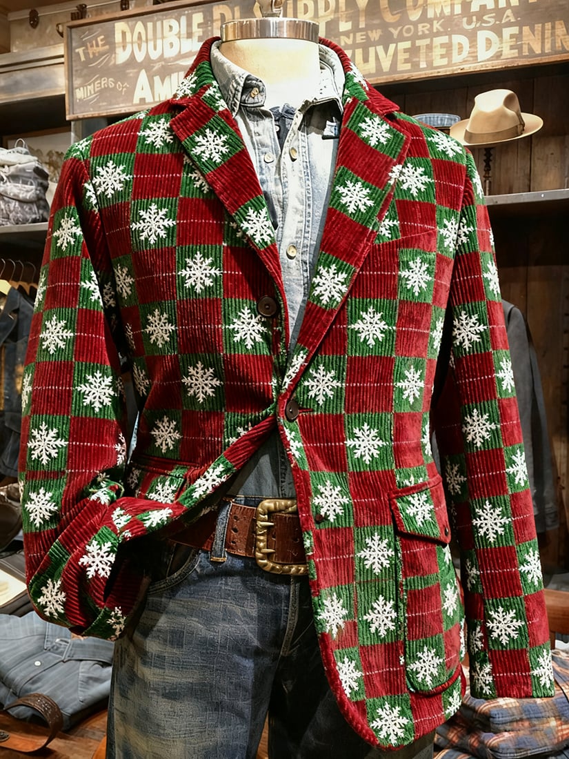 Men's Vintage Casual Christmas Party Corduroy Blazer