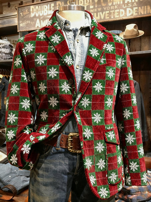 Men's Vintage Casual Christmas Party Corduroy Blazer