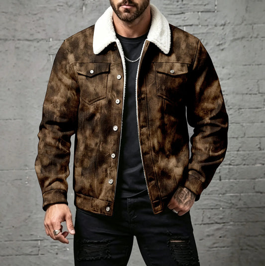 Men's Casual Gradient-Print Button-Front Cardigan
