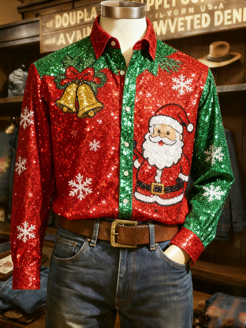 Men's Casual Christmas Long Sleeve Shirt