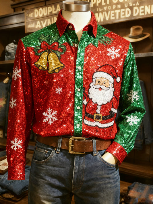 Men's Casual Christmas Long Sleeve Shirt