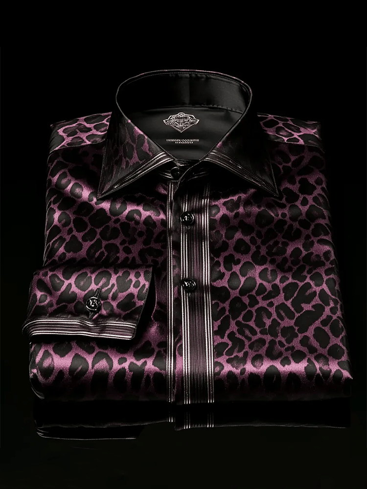Men's Satin Luxe Print Short Sleeve Button Shirt
