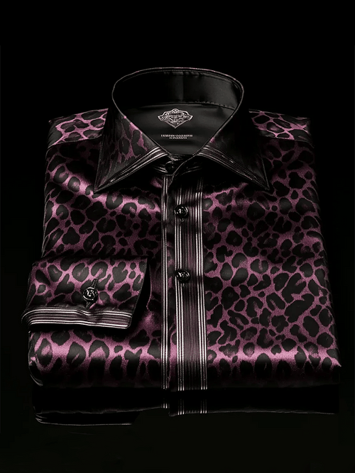 Men's Satin Luxe Print Short Sleeve Button Shirt