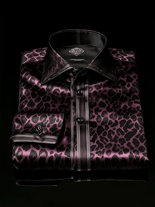 Men's Satin Luxe Print Short Sleeve Button Shirt
