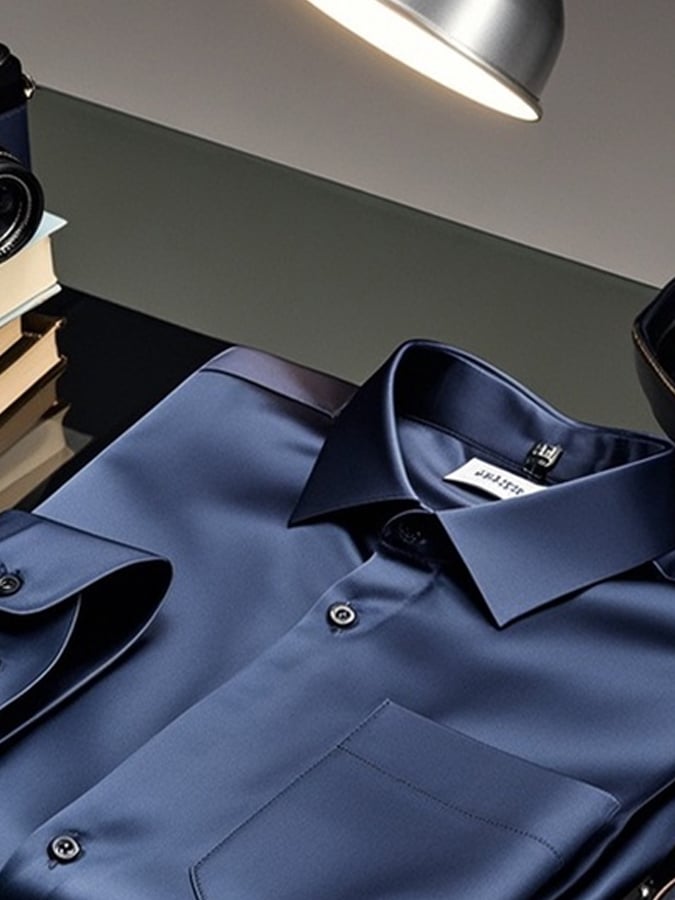 Men's Gradient Lapel Long Sleeve Shirt