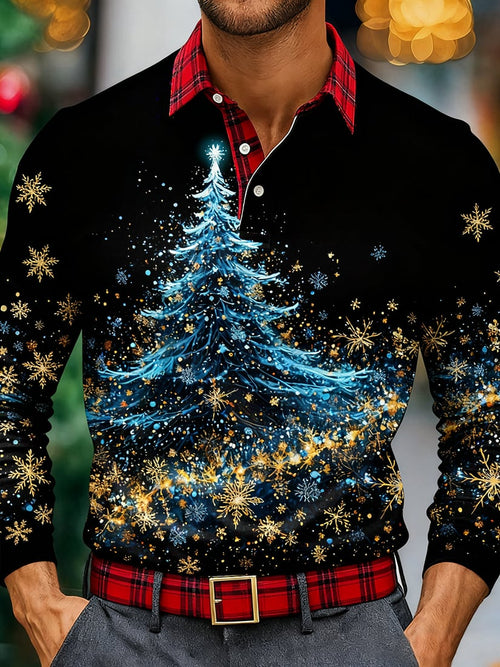 Men's Christmas Business Long-Sleeve Polo Shirt