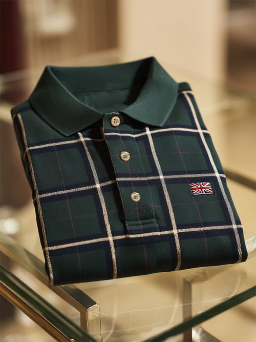 Men's Business Casual Union Jack Button Short Sleeve Polo Shirt