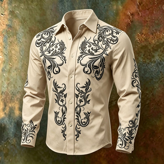 Men's Floral-Print Long-Sleeve Shirt