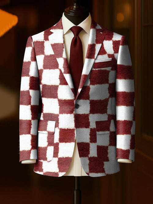 Men's Business Casual Large Pocket Plaid Blazers